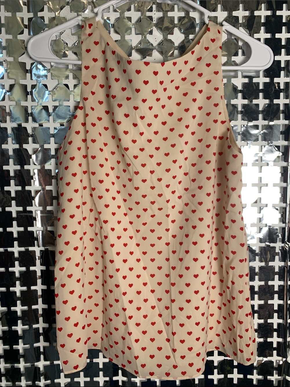 Alice + Olivia Cream Tank with Red Heart Motif